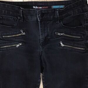 Style & Co. Women's Dark Skinny Jeans with Zipper Accents